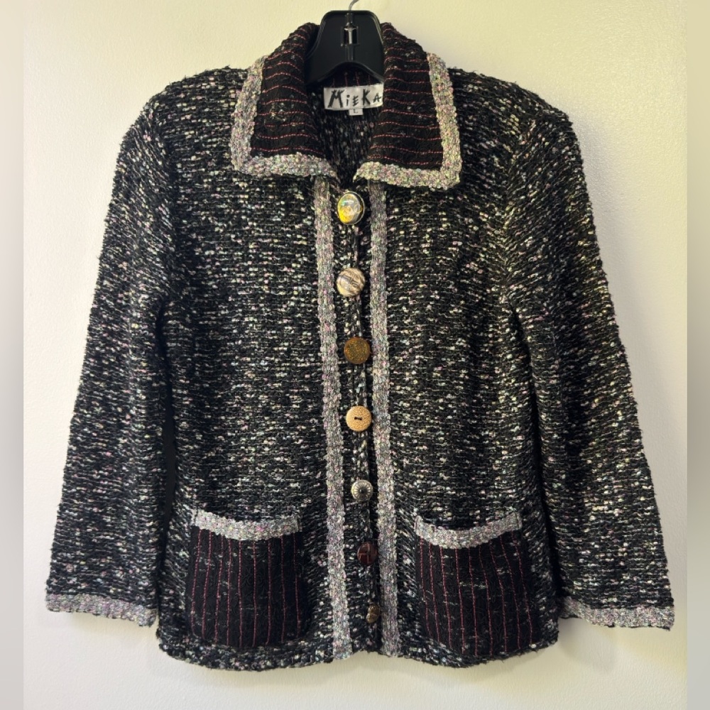 Y2K Vintage Mieka Black and Gray Textured Blazer